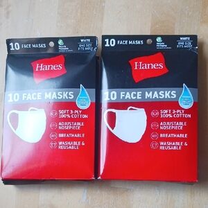 Hanes White Face Masks - 18 masks